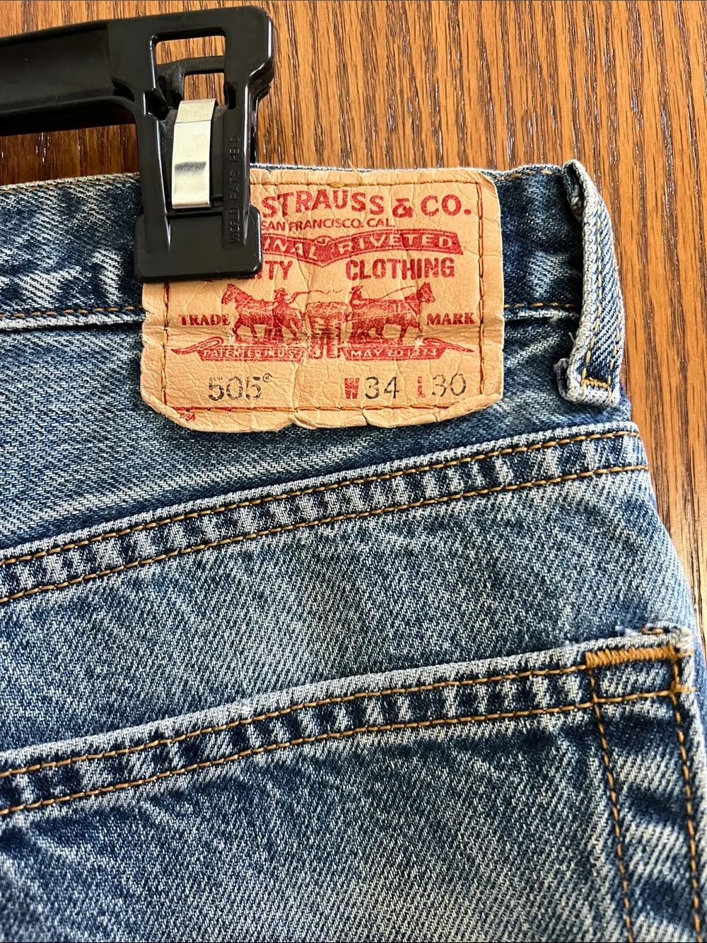 Levi's Medium Blue Distressed Cutoff Denim Shorts